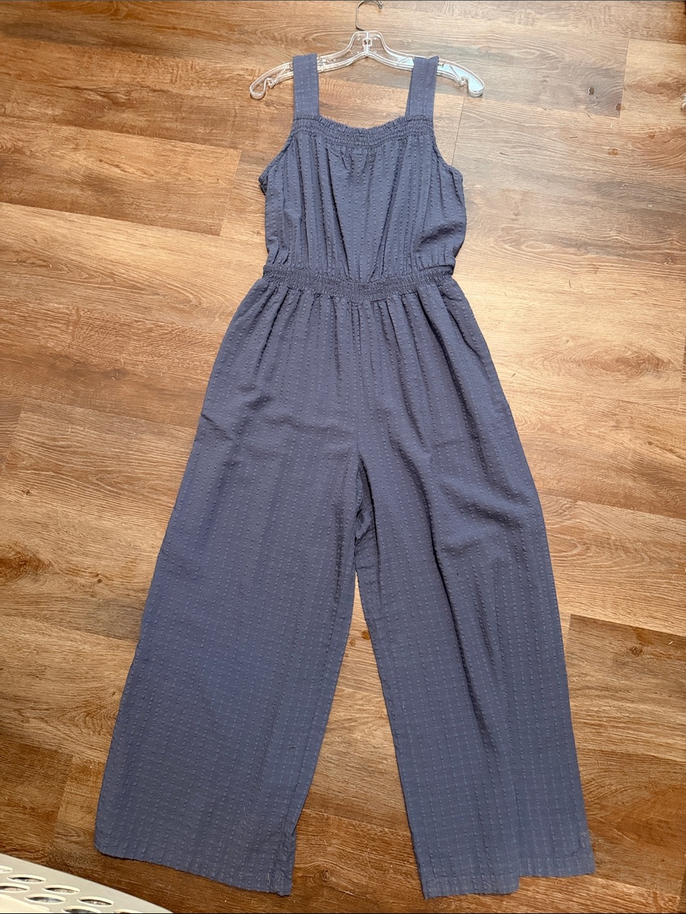 Universal Thread Navy Textured Top with Smocked Neck